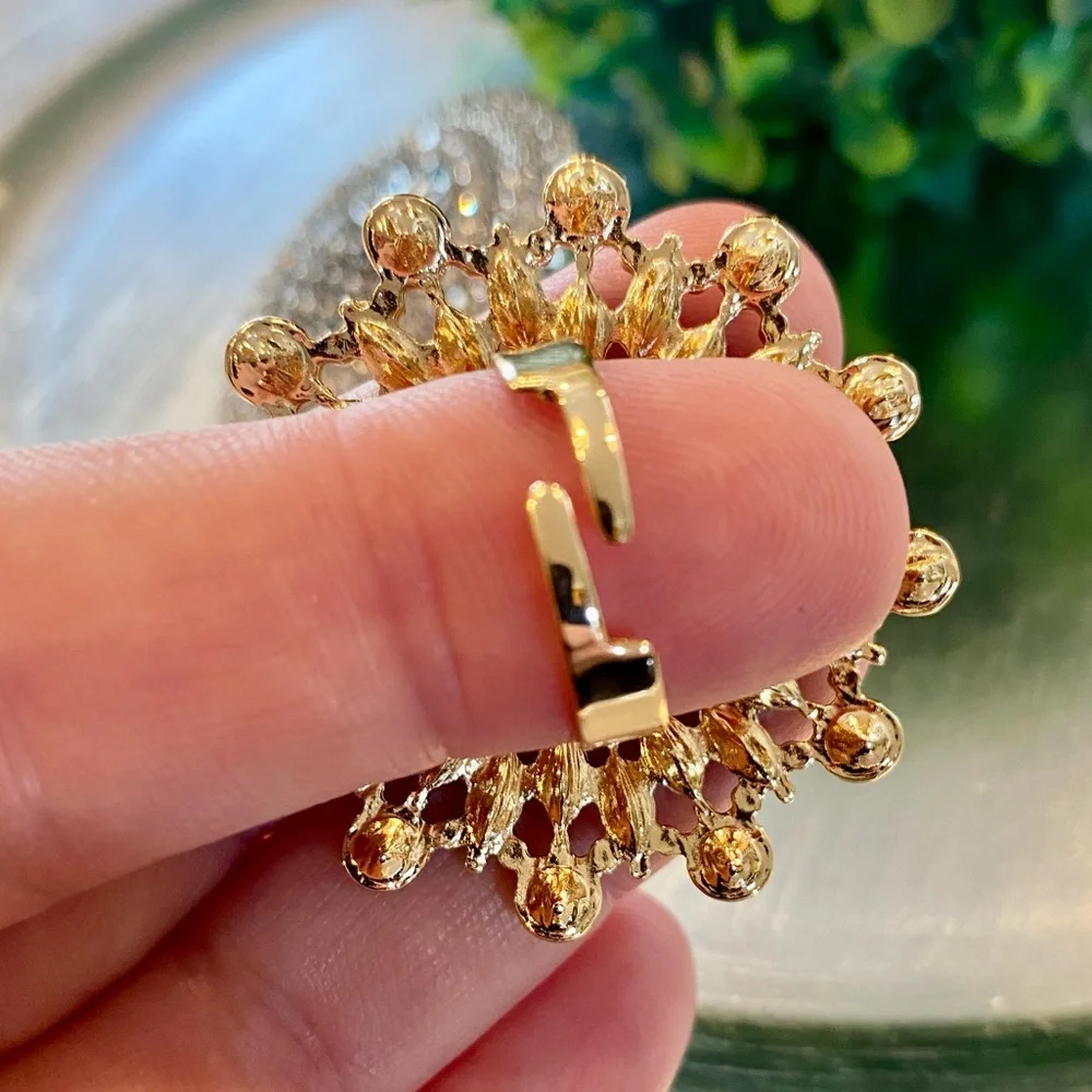 Rhinestone Flower Fashion Ring Green ~ New